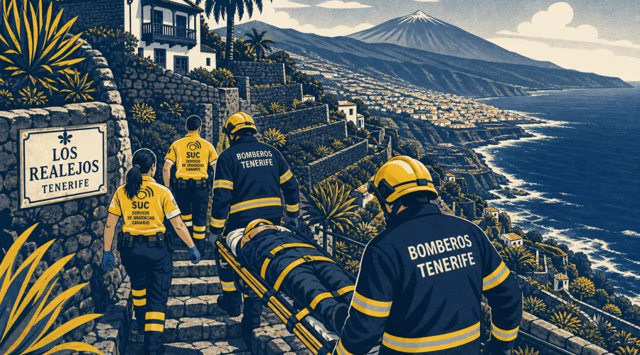 Al límite en Los Realejos: operativo de emergencia por una caída grave en un bancal