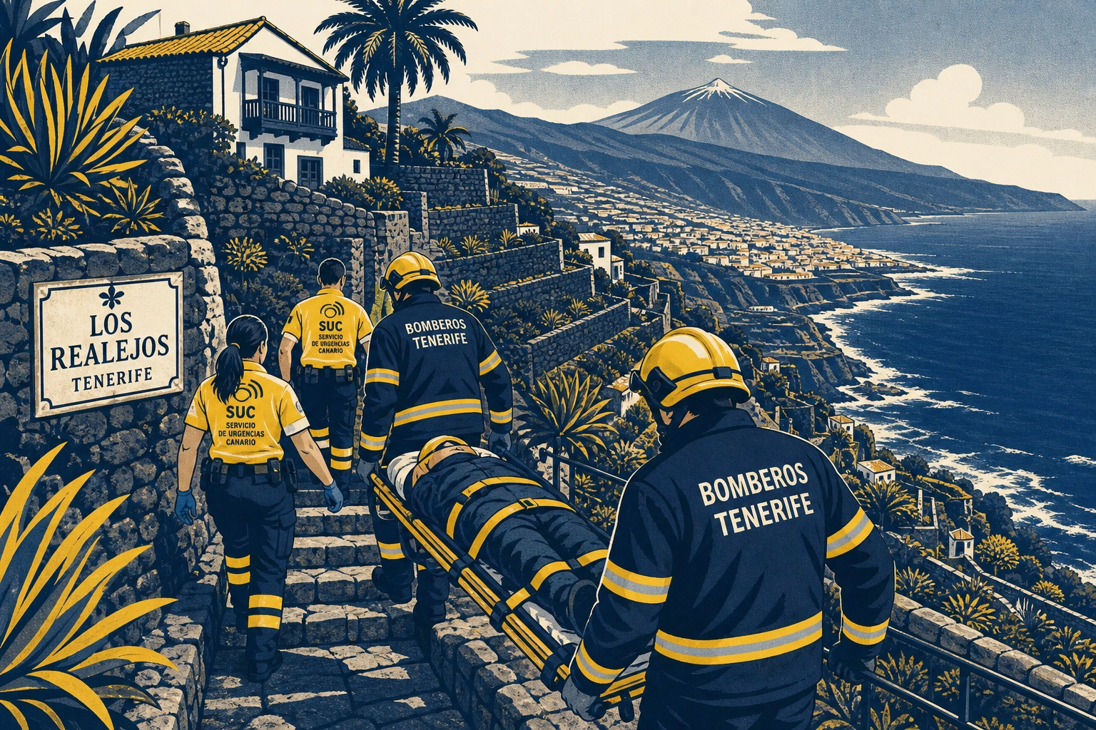 Al límite en Los Realejos: operativo de emergencia por una caída grave en un bancal