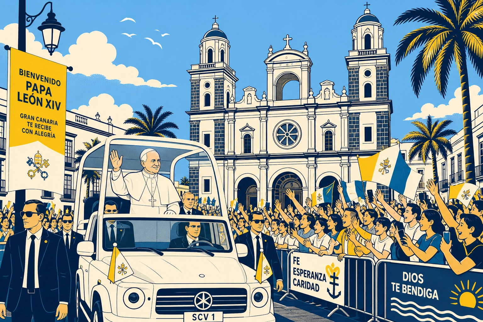 Alerta máxima en la capital grancanaria por la histórica visita del Papa León XIV