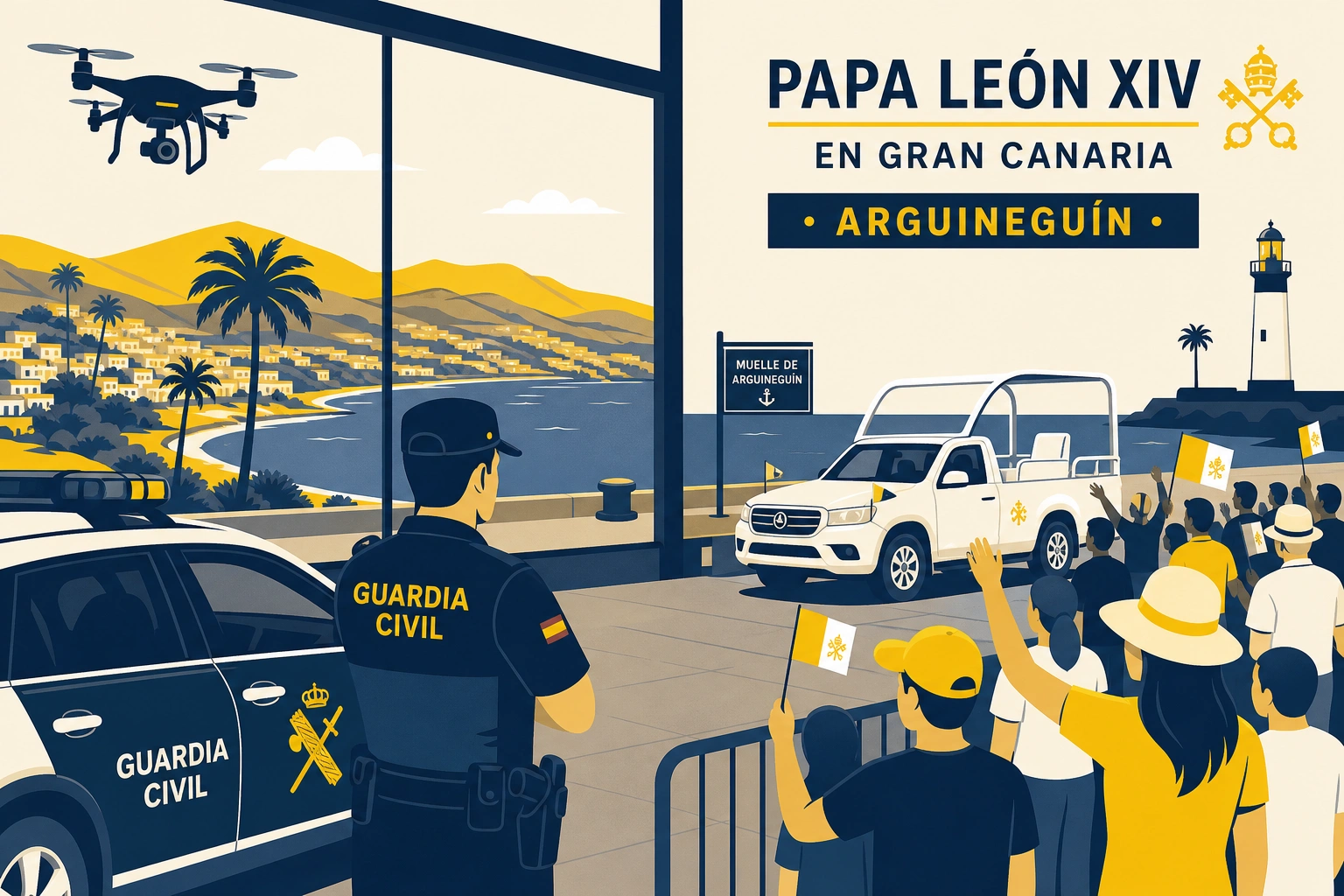 Arguineguín, fortaleza papal: 600 guardias civiles y 12 unidades de élite para un operativo nunca visto en Canarias