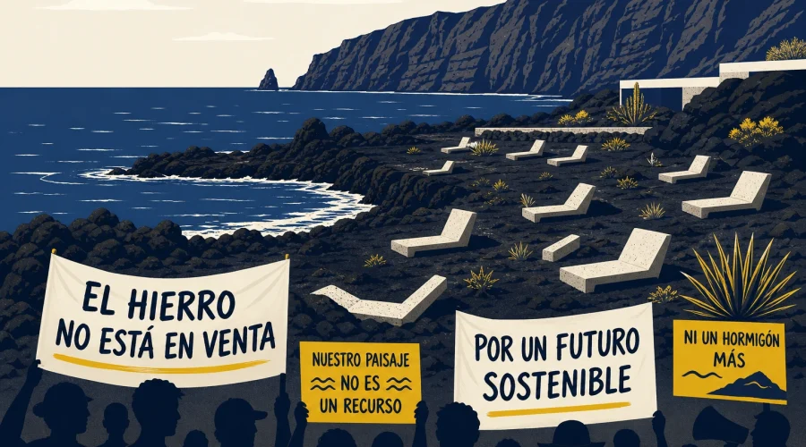 Exigen frenar la masificación de Tacorón: 80 tumbonas de hormigón amenazan el alma volcánica de El Hierro