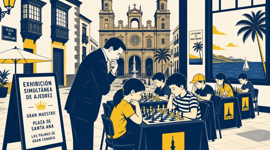 La Plaza de Santa Ana se transforma en un tablero gigante para 150 ajedrecistas