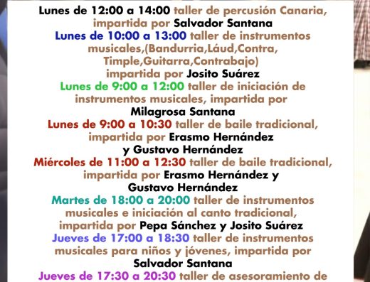 Talleres y Cursos Escuela Municipal de Folclore