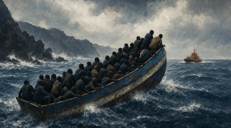 131 inmigrantes rescatados en un cayuco a punto de volcar cerca de El Hierro