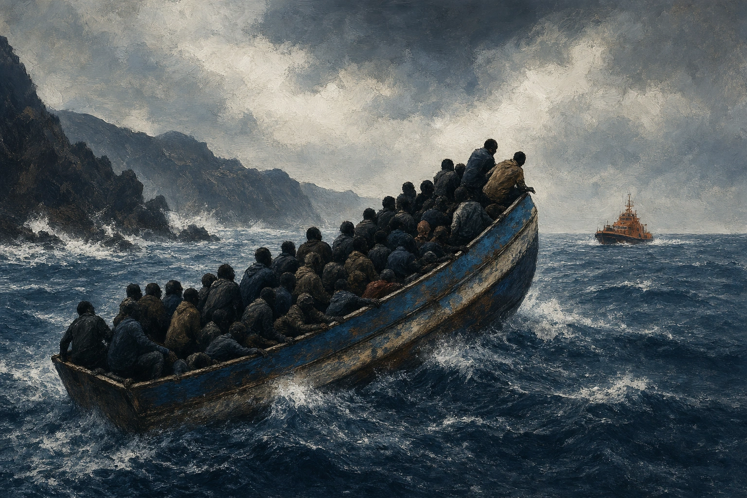 131 inmigrantes rescatados en un cayuco a punto de volcar cerca de El Hierro