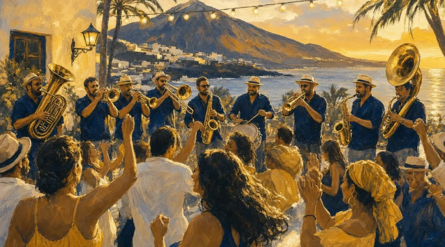 Arístides Moreno y la 101 Brass Band convierten la plaza del Carmen en una fiesta colectiva