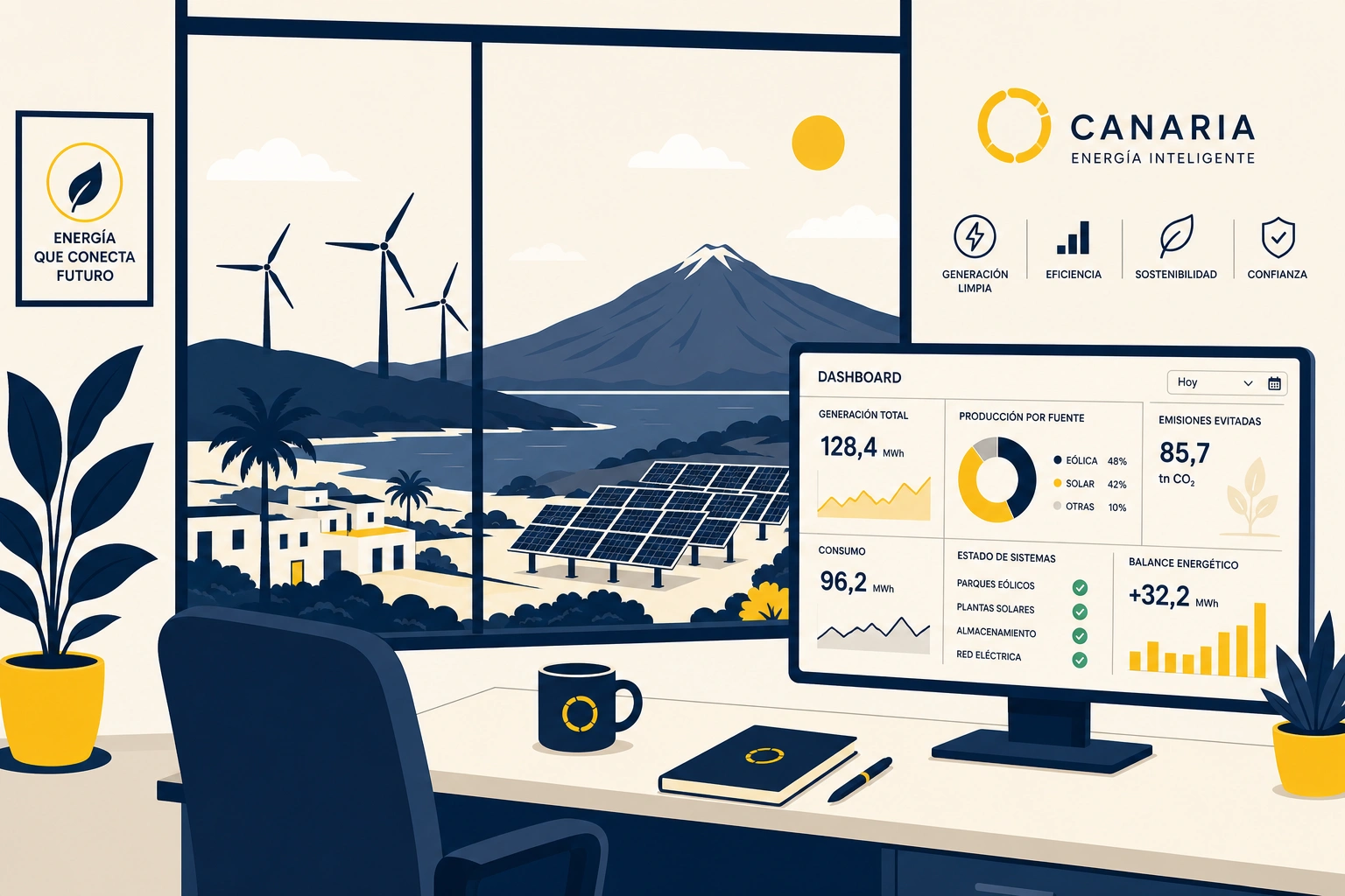 Canarias certifica 85 MW renovables y 313 proyectos verdes, completando todas las metas energéticas europeas