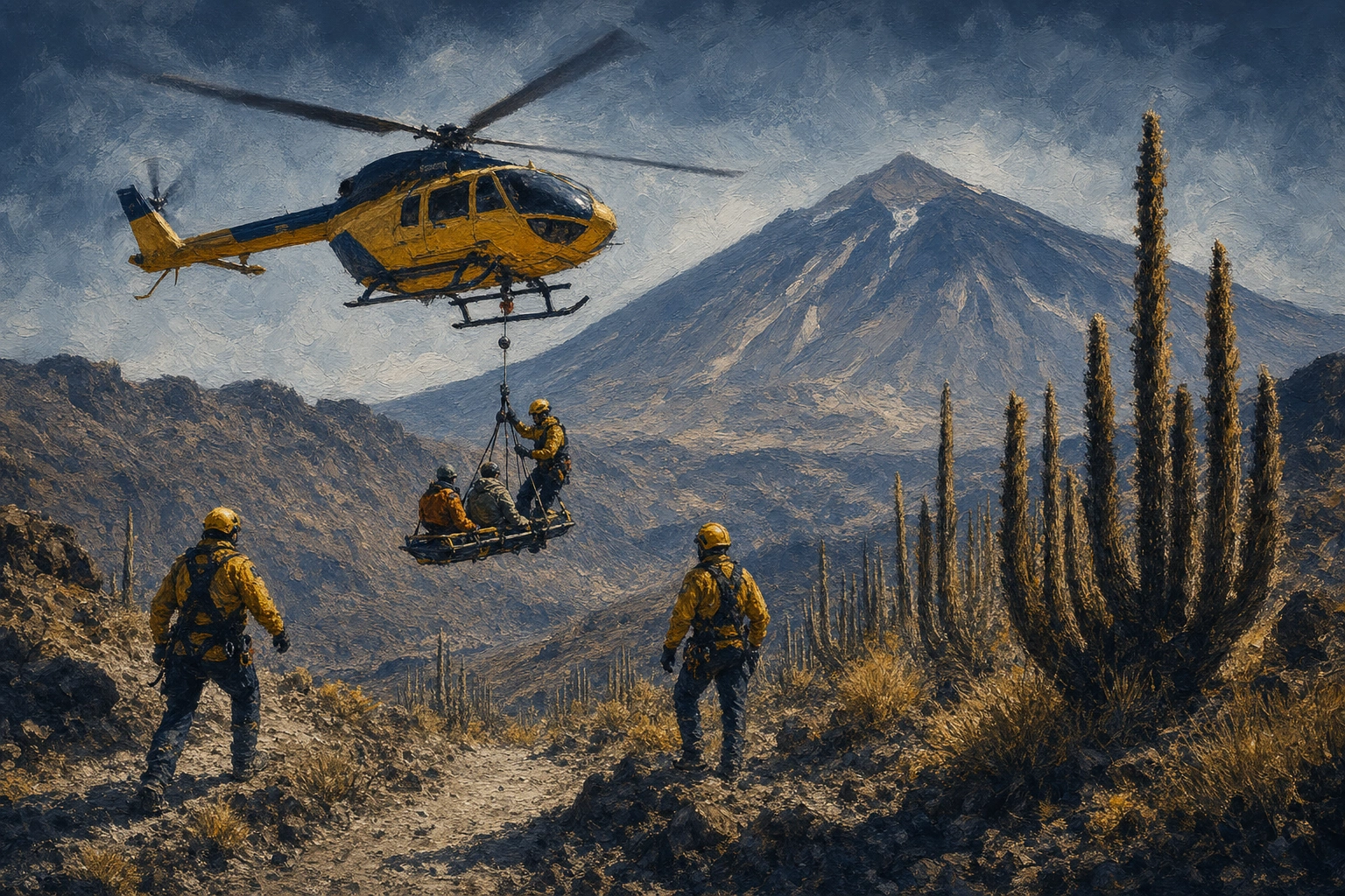 El calor extremo provoca la evacuación aérea de dos excursionistas en El Cardón de las Doce, Tenerife