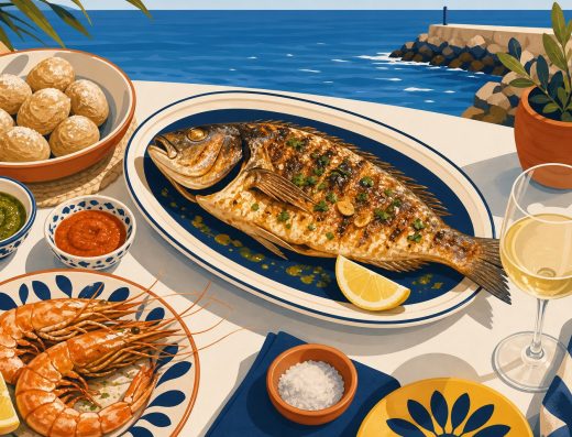 Pescado y marisco de la costa canaria - ilustracion Canarias.app