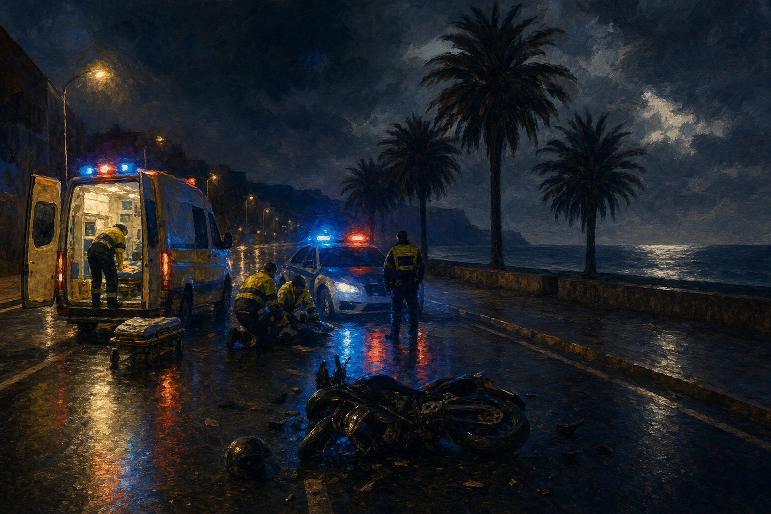 Politraumatismo grave para un motorista de 25 años tras una caída nocturna en La Palma