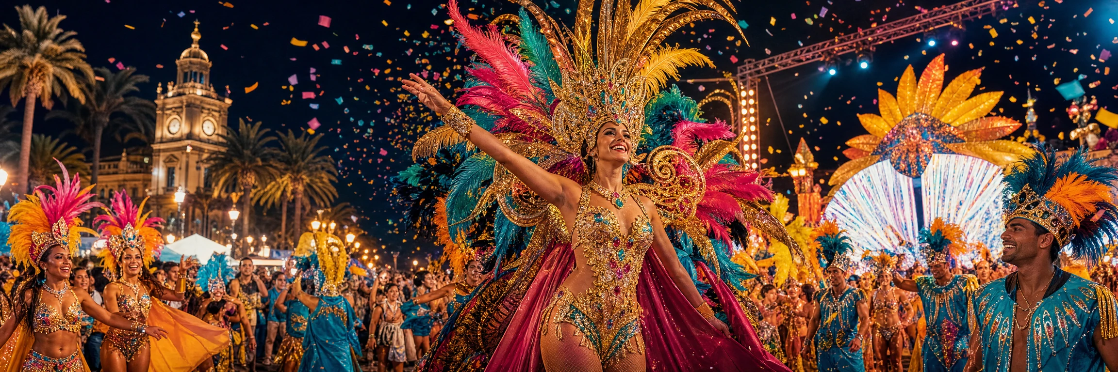 Carnaval de Santa Cruz de Tenerife: disfraces, plumas y color en la noche