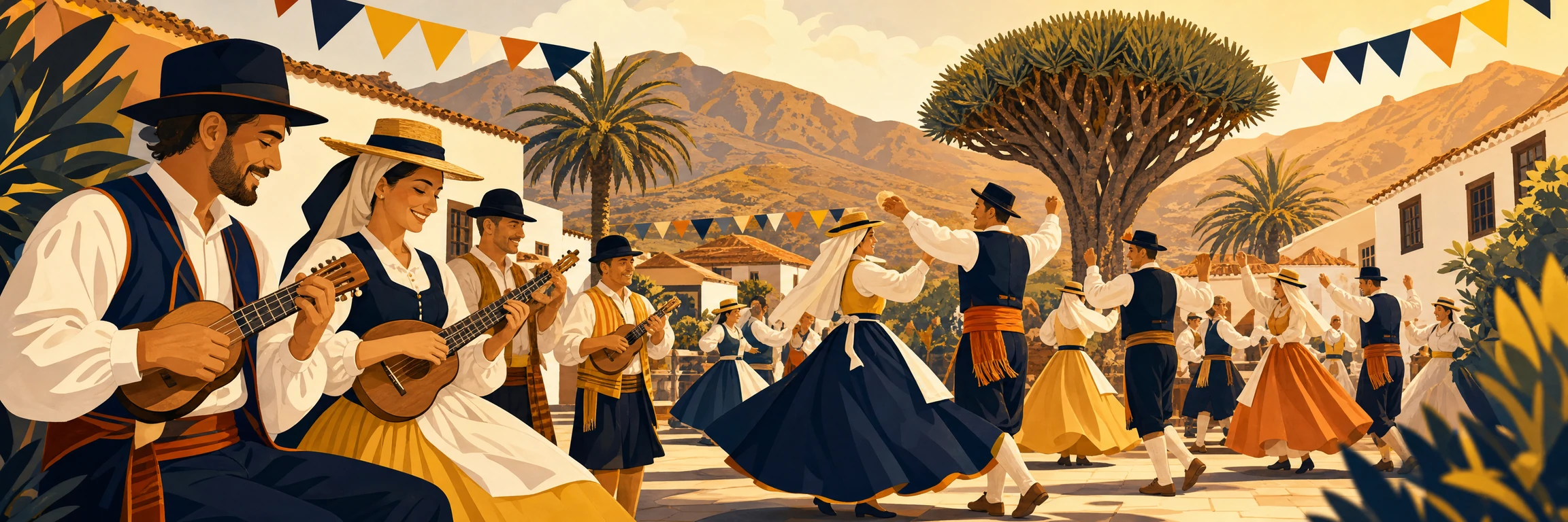 Celebración del Día de Canarias con folclore y trajes tradicionales
