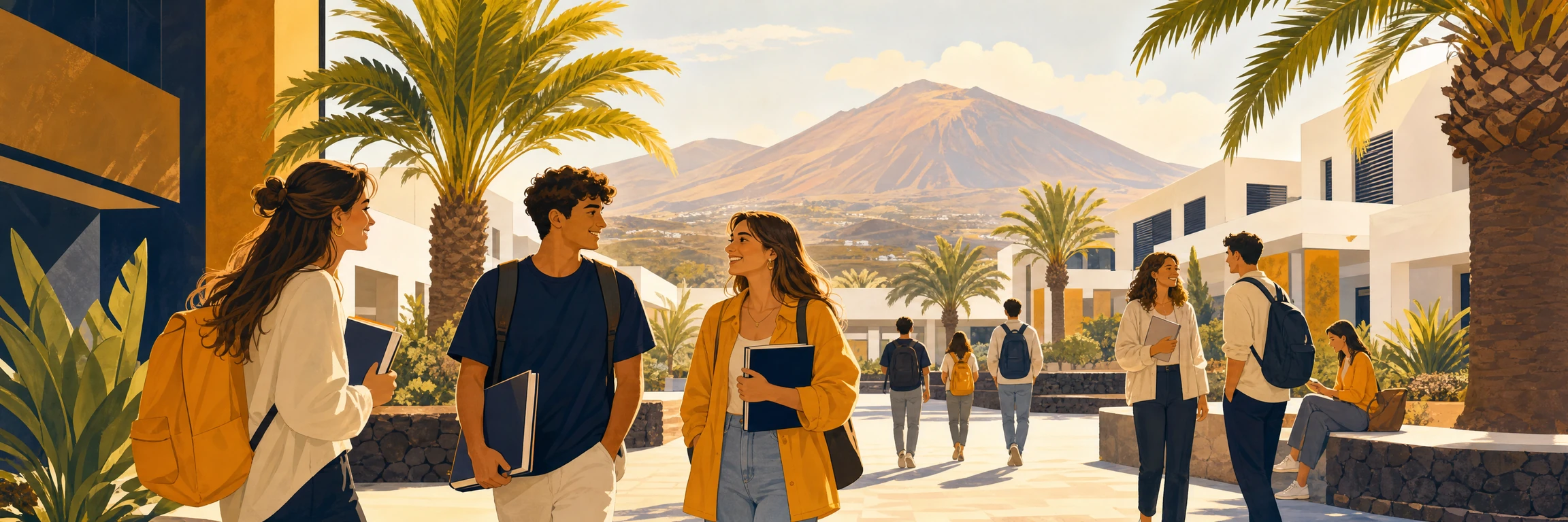 Estudiantes en un campus universitario de Canarias