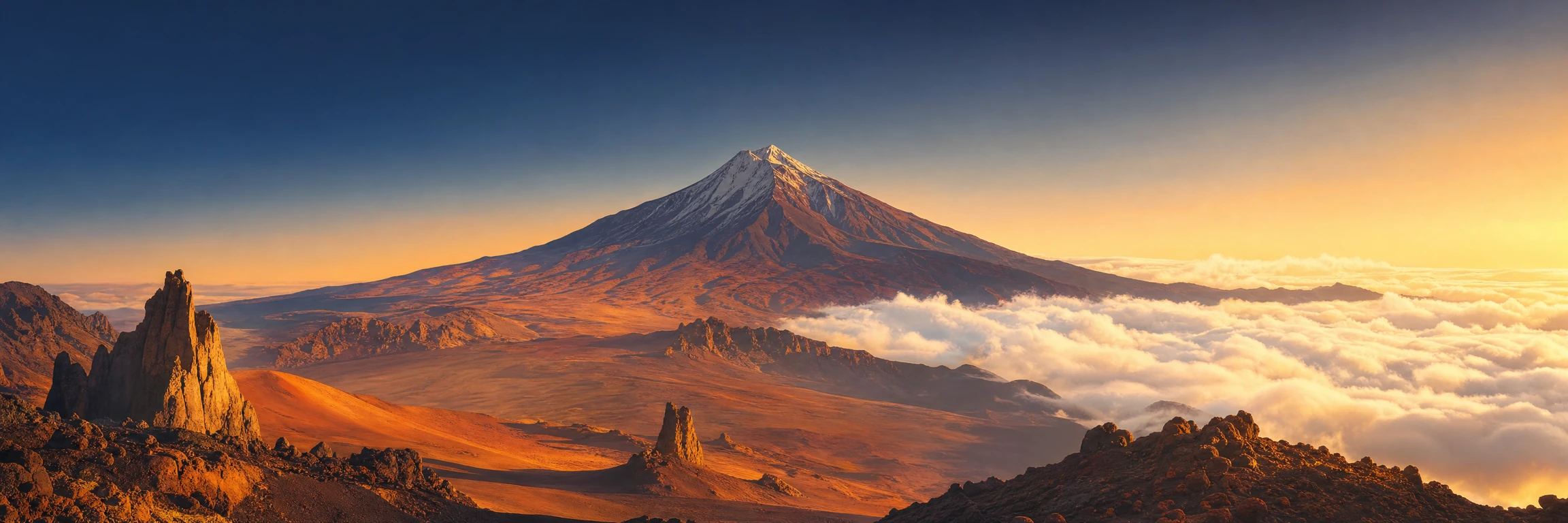 El Teide sobre un mar de nubes al atardecer, Tenerife