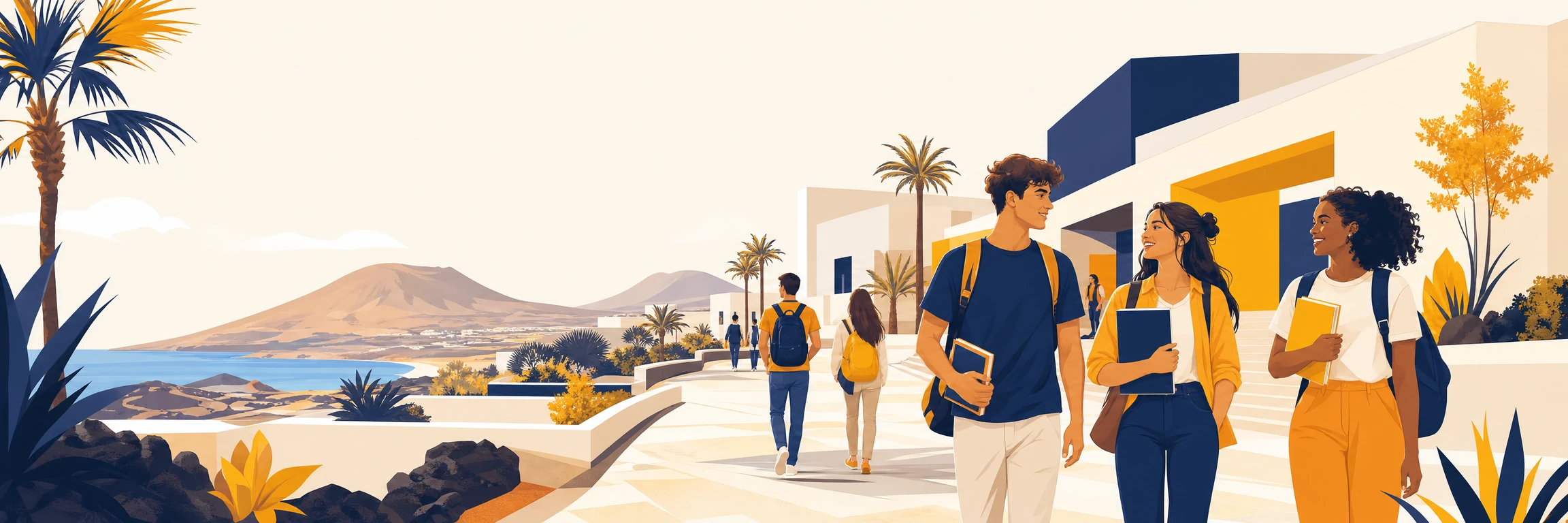 Estudiantes en un campus universitario de Canarias
