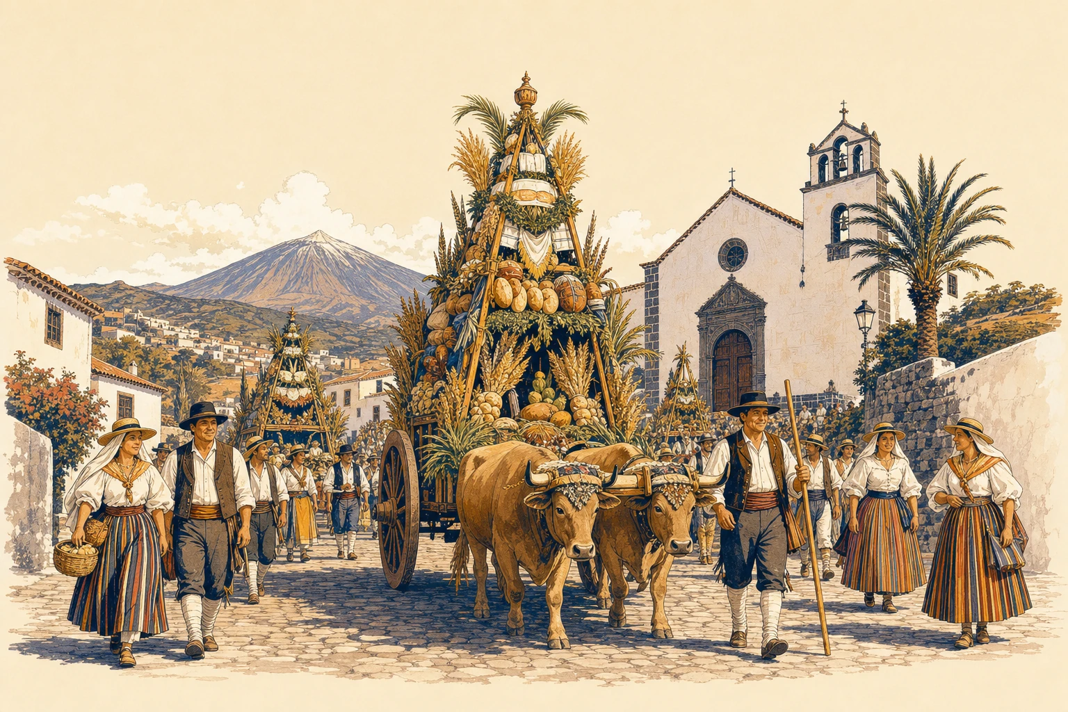 Ilustración de Romería de San Isidro Labrador y Santa María de la Cabeza en La Orotava