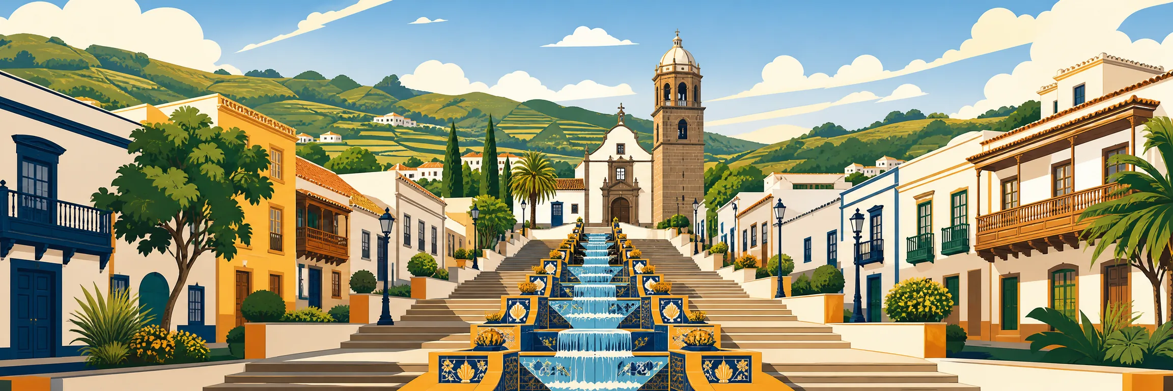 Qué ver en Firgas: Paseo de Gran Canaria, cascada ornamental, azulejos, Iglesia de San Roque y paisaje verde del norte de Gran Canaria
