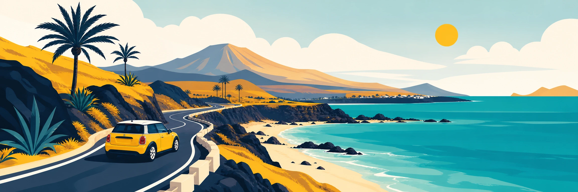 Alquiler de coches en Canarias: carretera costera y volcanes