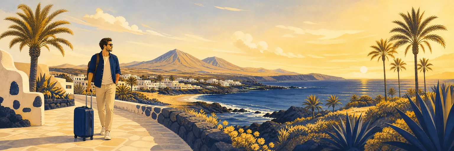 Turista internacional llegando a Canarias