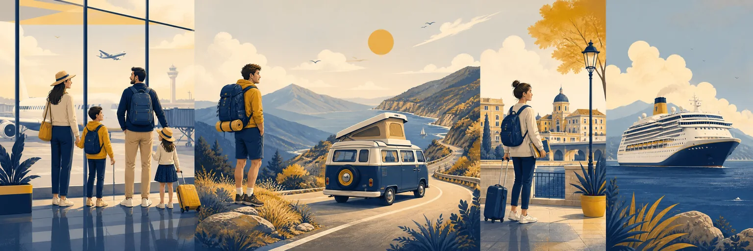 Perfiles de viaje desde Canarias: familia, mochilero, camper, estudiante y crucero