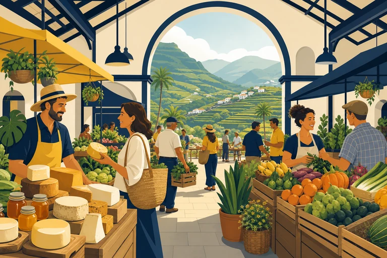 Mercado agrícola artesanal de la Vega de San Mateo (ilustración)