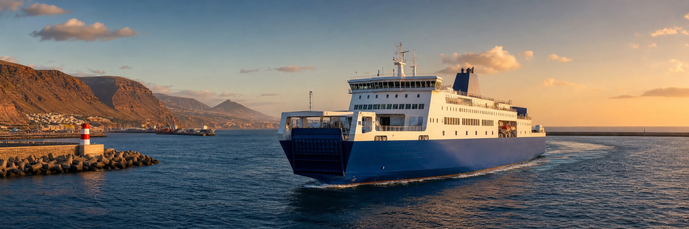 Ferry rápido navegando entre las Islas Canarias