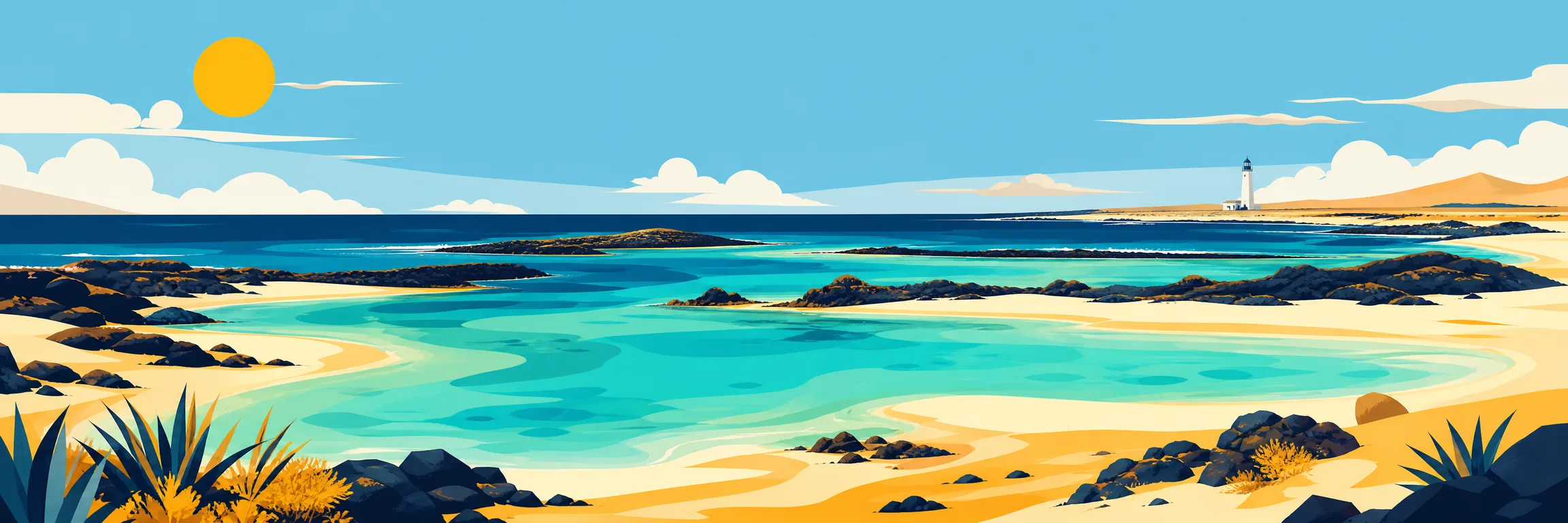 Piscinas naturales de Fuerteventura con lagunas de agua turquesa, roca volcánica y costa majorera
