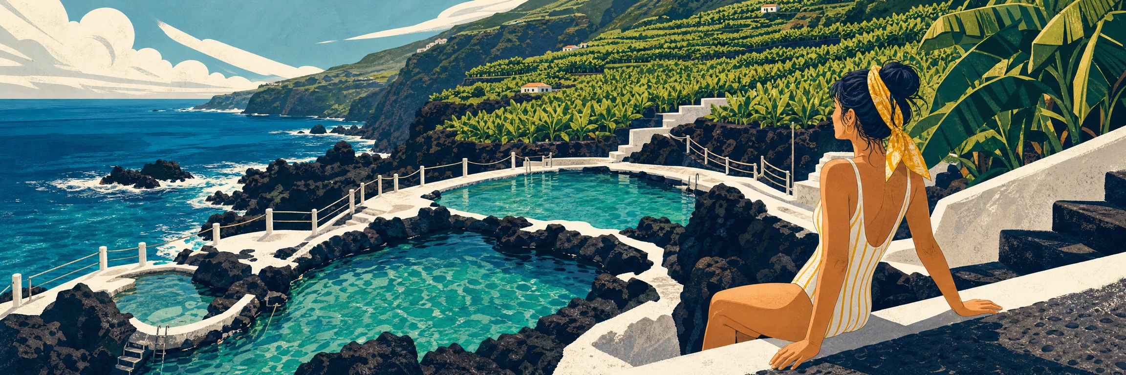 Piscinas naturales de La Palma: Charco Azul y La Fajana entre lava negra y Atlántico