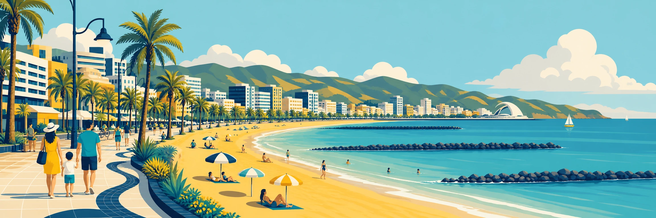 Playa de Las Vistas (Teneryfa): rodzinna plaża w Aronie