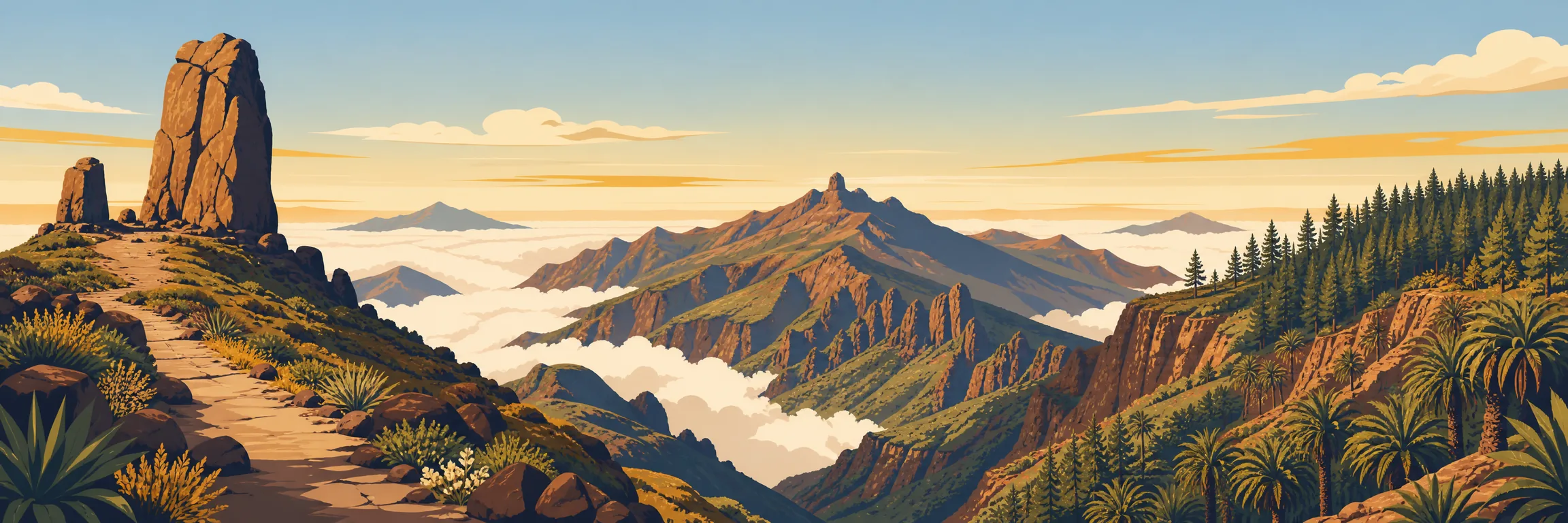 Rutas de senderismo en Gran Canaria entre Roque Nublo, Bandama, Guayadeque, Tamadaba, laurisilva de Moya y barrancos volcánicos