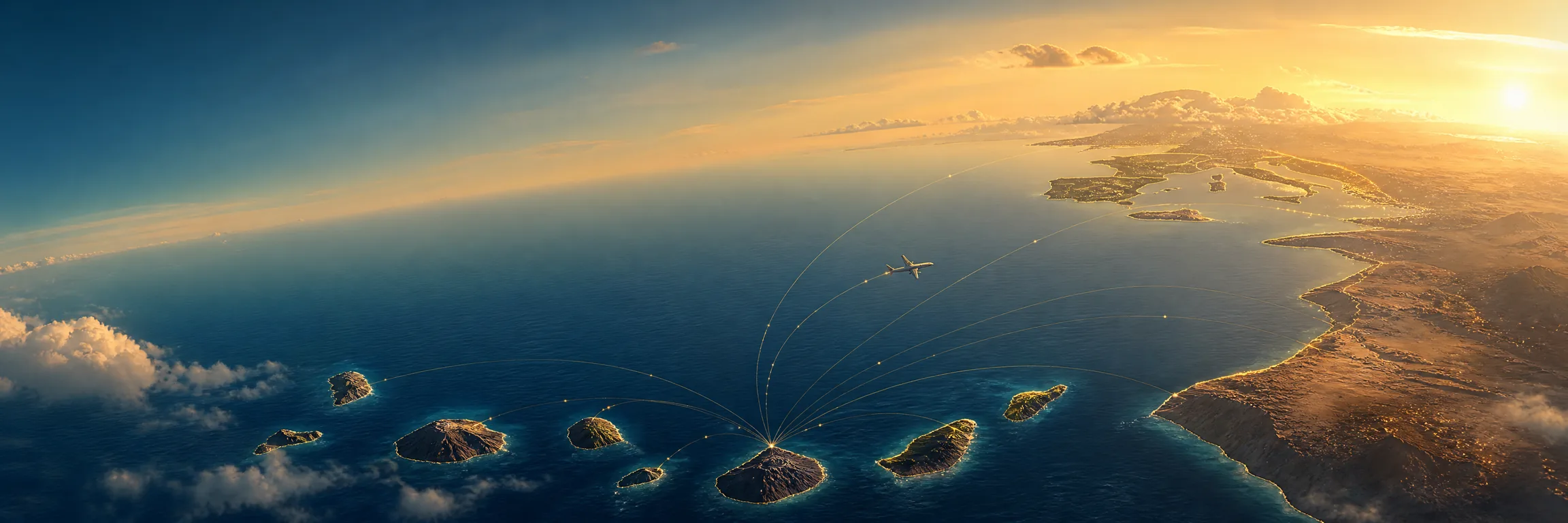 Mapa de destinos con vuelo directo desde Tenerife Sur